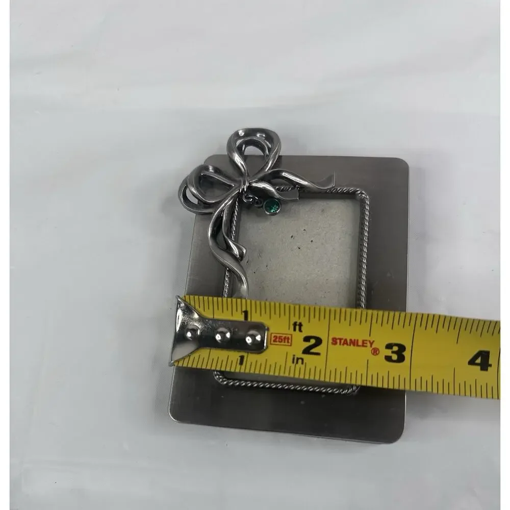 Vintage Carr Picture Frame Silvertone Raised Bow Birthstones Set Of 2